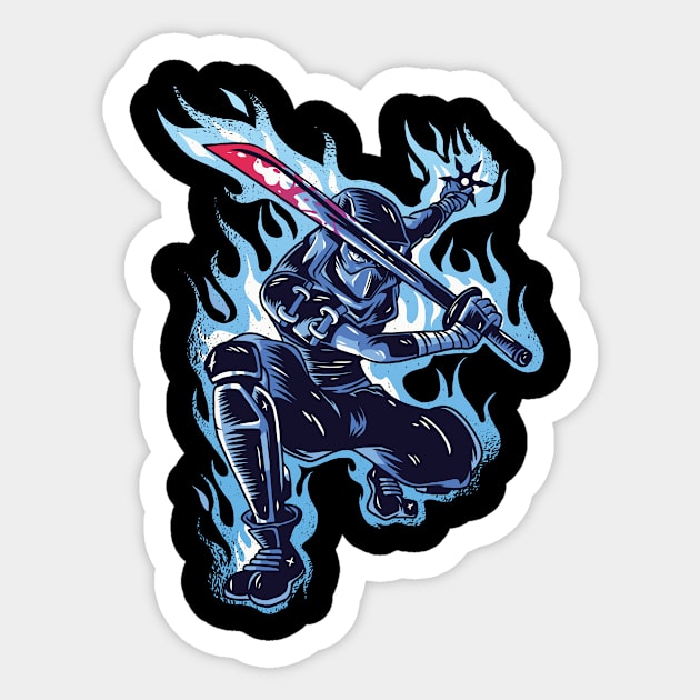 Japanese Style Cartoon Blue Ninja Sticker by BamBam